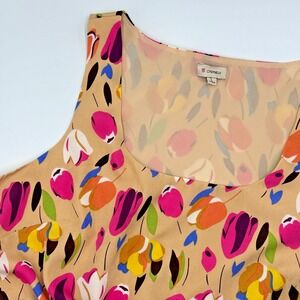 Cremieux Women's L Sleeveless Floral Dress‎ Elastic Lined Waist Tulip Mid Length